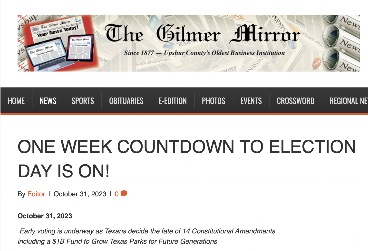 The Gilmer Mirror: ONE WEEK COUNTDOWN TO ELECTION DAY IS ON!